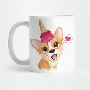 cute little corgi with ice cream tshirt Mug